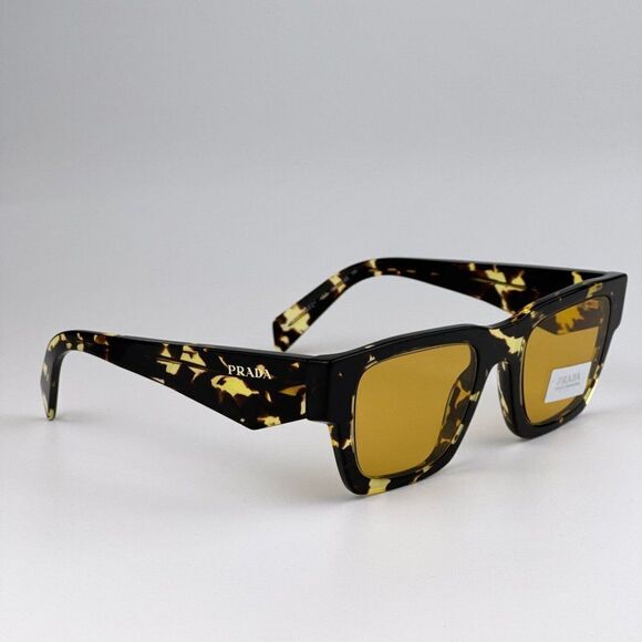 NEW Prada PRA06S 16O10C Tortoise Black Malt Yellow  Square Unisex Sunglasses - Picture 8 of 13